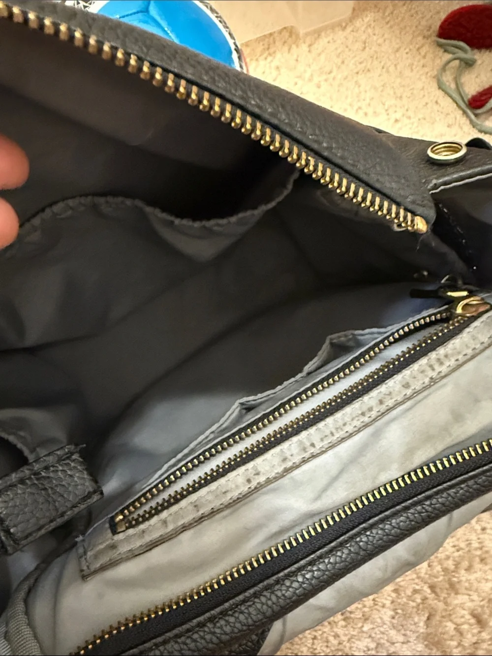 Freshly picked black leather diaper bag